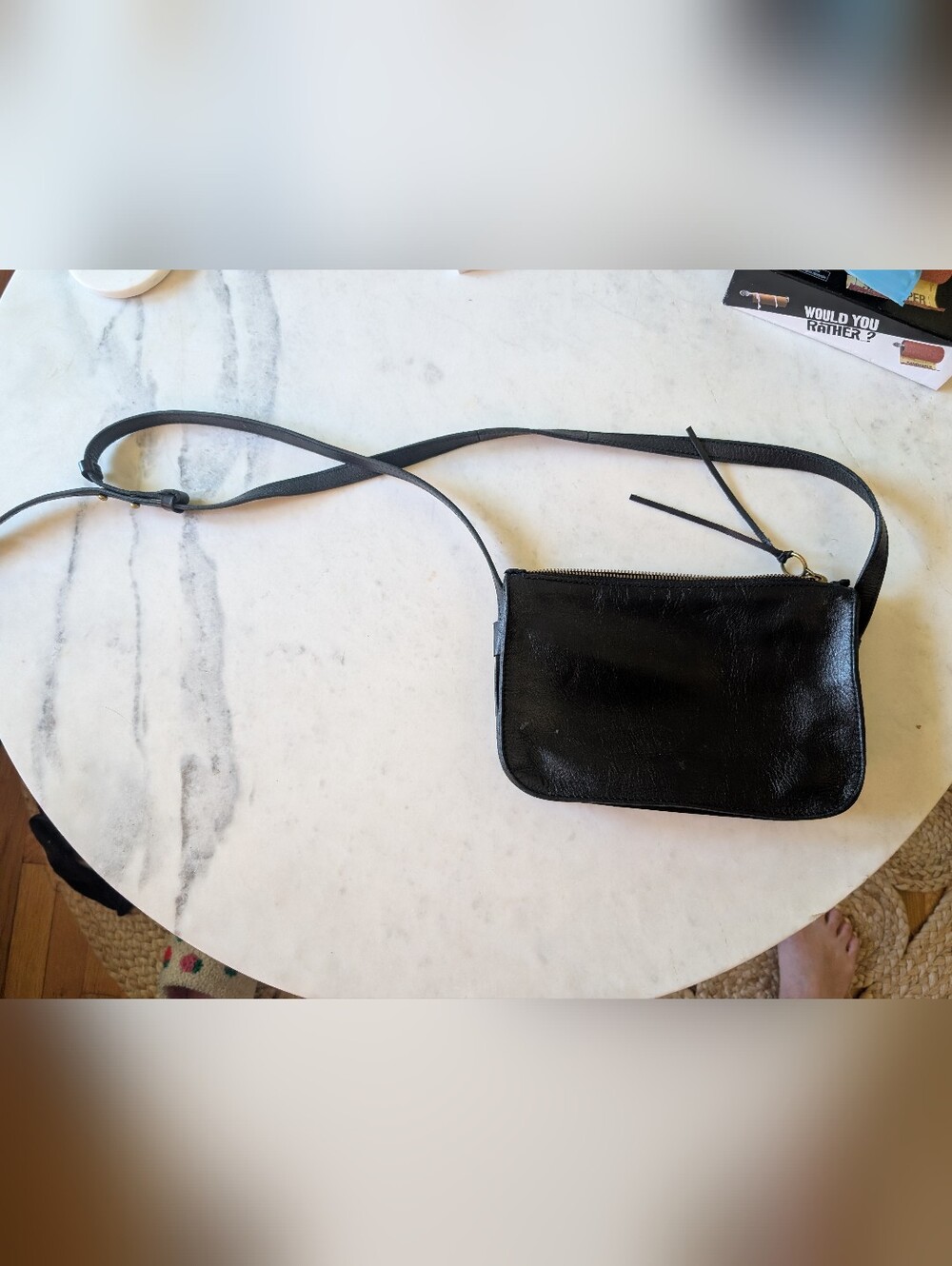 MADEWELL black leather bag Zipper Top